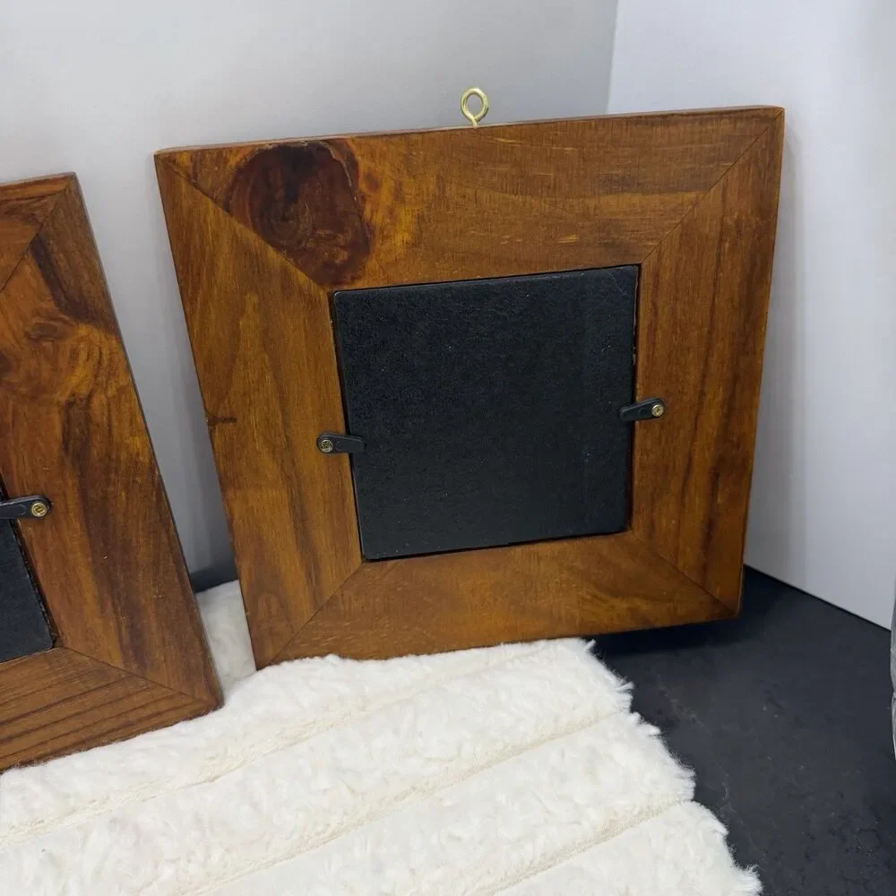 Set of 4 Vintage Mid Century Danish Modern Wood Picture Frames Teak Style Retro